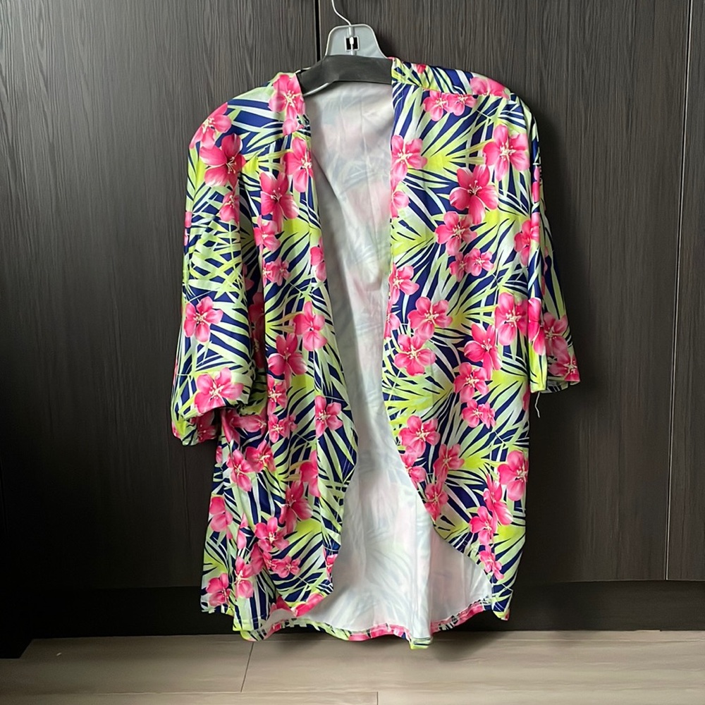 Tropical kimono cover up
